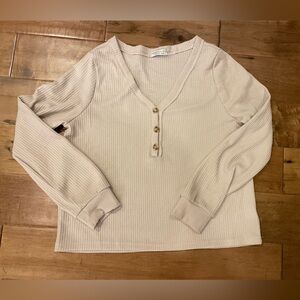 Paper Crane Beige Waffle Knit Top